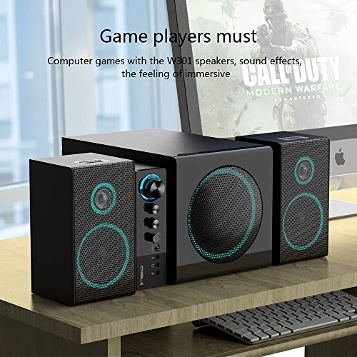 ineo Wooden 2.1 Gaming/PC Speakers with Subwoofers and Individual Control Box (W301)