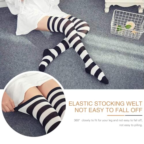 Image of Raylarnia Women's Extra Long Opaque Striped Over Knee High Stockings Socks