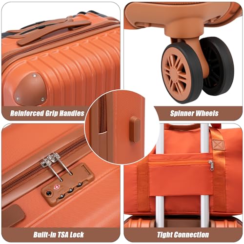 Image of Cosbarn Luggage Sets 5 Piece Suitcases with Wheels, Suitcase Set ABS Hard Case Luggage with TSA Lock Spinner Wheels Durable Travel Luggage