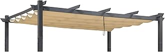 PURPLE LEAF Pergola Shade Cover for 11' X 13' Deck Porch Outside Outdoor Retractable Durable Fabric Canopy Replacement Top Only Beige