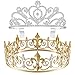 King Crown 2 Pcs Royal King Crown for Men Crystal Tiara Crowns for Women Girls Princess Crown (Gold, Silver,Heart Style)