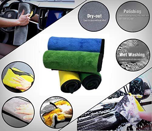 Image of Auto Hub Microfiber Cloth for Car - 800 GSM (40x40 CM) Car Cleaning Cloth, Thick Plush, Lint Free, Streak Free Microfiber Cloth for Bike & Car Washing & Drying Pack of 4-(Assorted) Mix Color