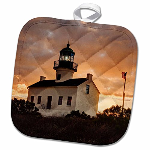 3D Rose California San Diego Old Point Loma Lighthouse Pot Holder, 8 x 8