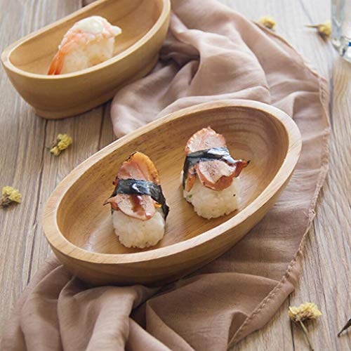 Image of FABLOFT Wooden Salad Serving Bowl Fruit Snacks Cake Dessert Ice Cream Angled Bowl L