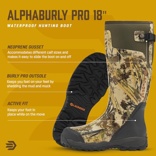 Image of LaCrosse AlphaBurly Aero Men's 17 inch Waterproof Rubber Hunting Boots Non-Insulated with 5mm Neoprene Core, Outdoor Field Footwear