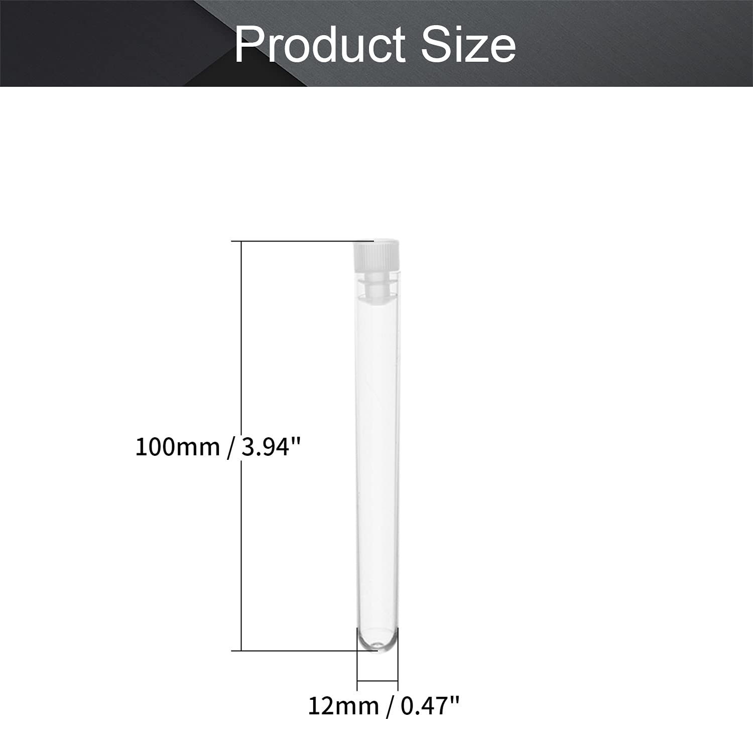 Othmro 200 Stück transparente Kunststoff-Reagenzgläser mit weißen Kappen, 12 mm x 100 mm Mini-Reagenzgläse, für Schmuck, Rocailles, Pulver, Gewürz, Flüssigkeit, Experimentier, Hefe, Proben, Labor