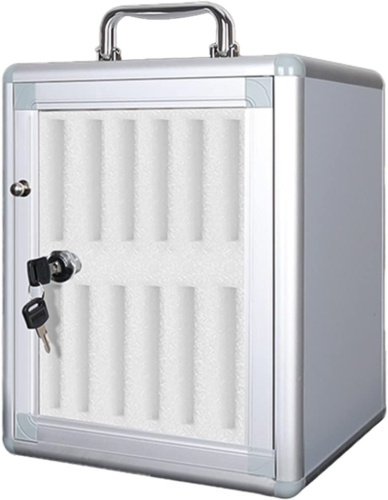Cell Phone Locker Box for Classroom with Door Locks and Keys Clear Acrylic Jail Storage Cabinet，Wall-Mounted Aluminum Alloy Cell Phone Storage Cabinet with Lock, Portable Handheld Design, 12