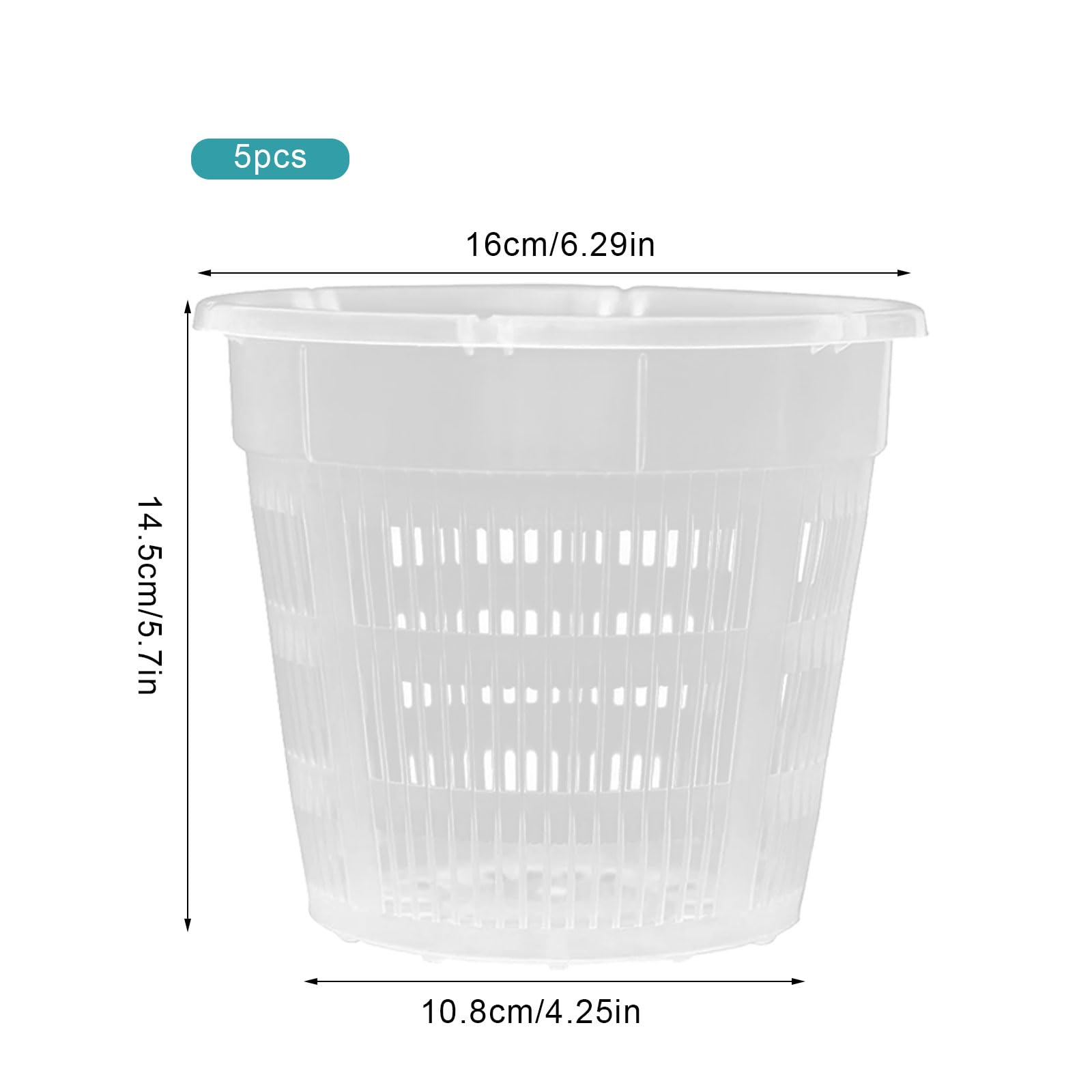 ALI2 Orchid Pots Transparent Orchid Pot Pack of 5 Diameter 16 cm Height 14 cm Plastic Orchid Pots with Holes Pot for Orchids Indoor Use - Image 2