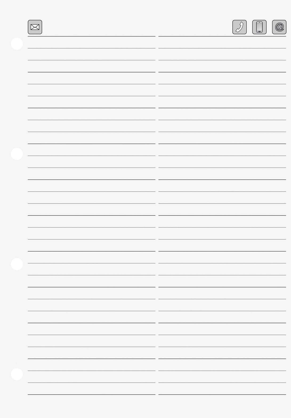 Brunnen 1064343 Telephone Ringbinder Extra Sheets A5 White