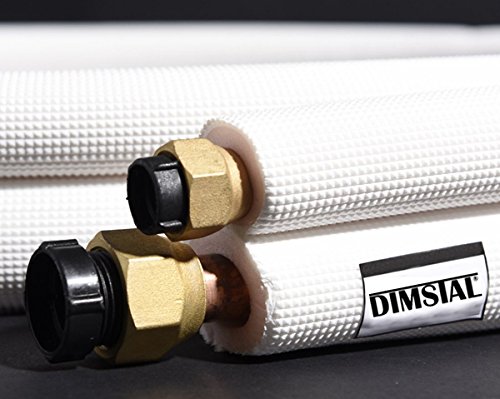 DIMSTAL 2x 5m 1/4"+1/2" Zoll Kupfer Kältemittelleitungen für 18000 BTU Split Klimageräte, Montagefertig mit Zubehör