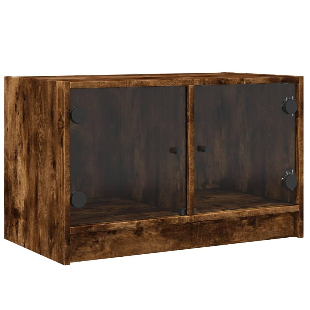 Haus & Garten, Möbel-TV-Schrank mit Glastüren, Räuchereiche, 68 x 37 x 42 cm