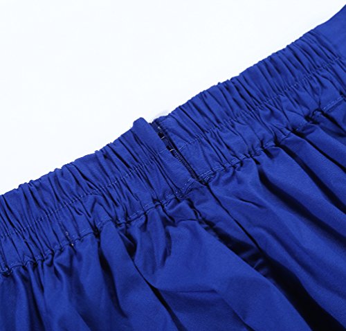 BI.TENCON Women's High Waisted Flared Blue Midi A Line Skirt with Pockets Plus Size 2XL3