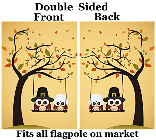Shinesnow Lovely Cute Owl Tree House Flag 28" X 40" Double Sided, Polyester Yellow Funny Thanksgiving Welcome Yard Garden Flag Banners For Patio Lawn Home Outdoor Decor #TOP1