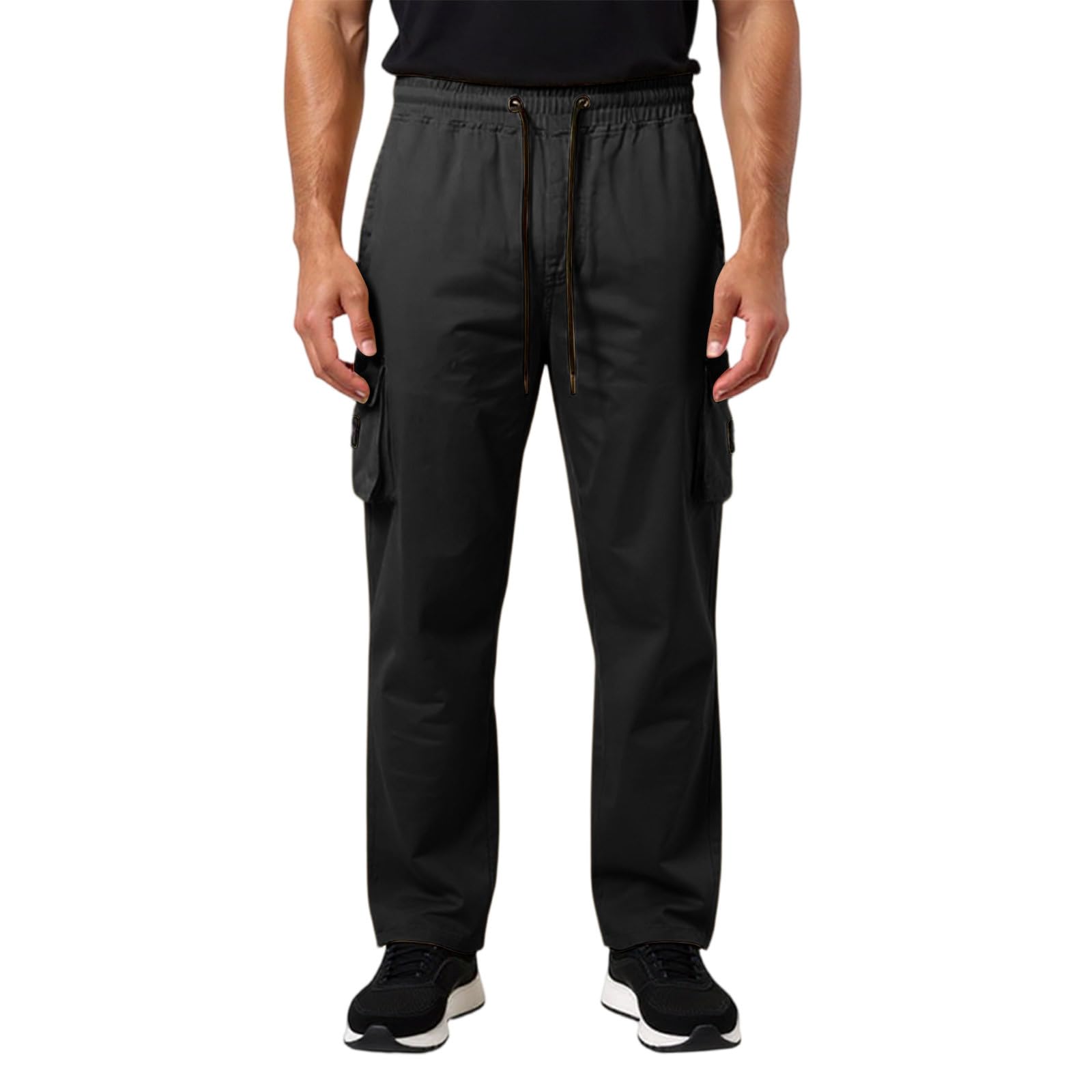 Cargohose Herren Baggy Stretch Outdoorhose Gerades Bein Trekkinghose Lang Wanderhose Sportlich Funktionshose Outdoor Freizeithose Streetwear Arbeitshosen Männer Hosen mit Gummizug Einsatzhose