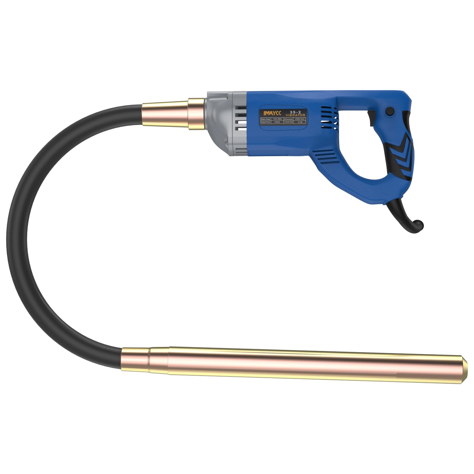 IMAYCC Nuovo vibratore elettrico portatile per calcestruzzo, 1300 W, asta di rame lunga 1 m, per calcestruzzo, per occasioni di costruzione in calcestruzzo, come strade, casa, ecc
