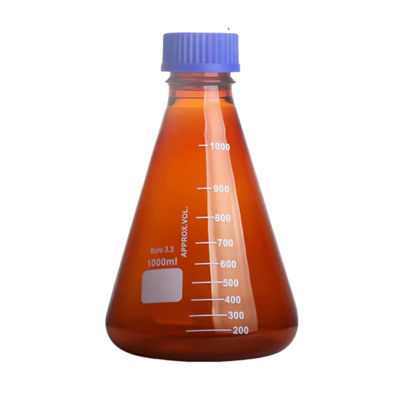 1000ml Brown Glass Erlenmeyer Flask with Plastic Screw Cap 1L Lab Amber Conical Reabent Bottle Laboratory Glassware