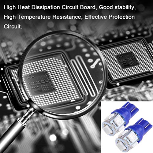 Cciyu 10 Pcs T10 5-5050-Smd Pc194 Blue Led Bulb Instrument Panel Cluster Dash Light Twist Lock Socket #TOP5