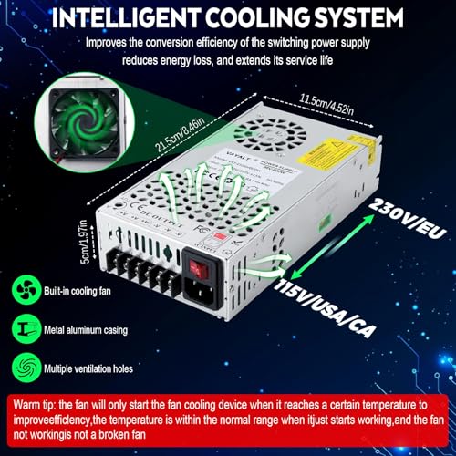 Image of VAYALT DC 36V 16.6A 600W Switching Power Supply, 110V /220V AC to DC Converter, Universal Regulated Switching, 36V Power Supply for CCTV Camera System, 3D Printer, LED Strip, Computer Project