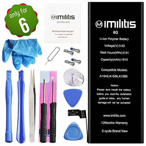 IMILITIS Compatible Replacement Battery for iPhone 6 DIY Battery Repair Tool Kits, 1810mAh