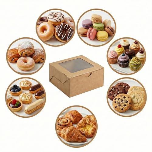 Image of Kraft 1Brownie Packaging Box (Pack of 25) 3x3x2 Inches | Single Browines packing, Bakery Packaging Box for Donut, Cookies, MINI Candle & Small Gifts | Ideal for Home Bakers |