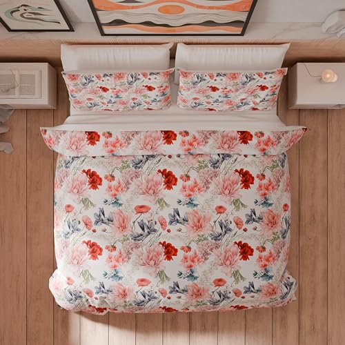 PETTI Artigiani Italiani - Set Copripiumino Matrimoniale Maxi 260x240 cm (2 Federe 63x63 cm Incluse), Parure Copripiumino Microfibra con Stampa Digitale Floreale 19 00 - Made in Italy - Immagine 1