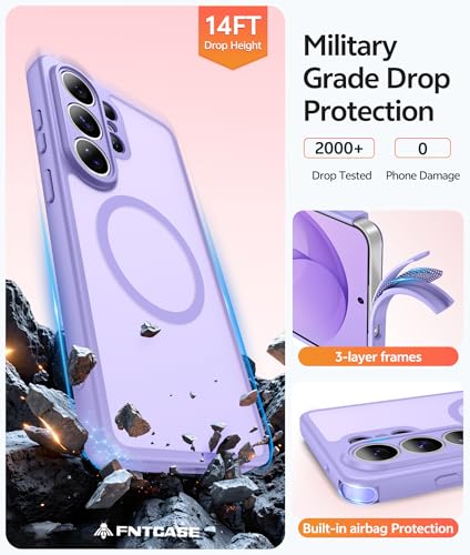 Image of FNTCASE for Samsung Galaxy S26-Ultra Case: [Fit for Magsafe] [Full Camera Protection] Translucent Matte Cases with [Screen Protector] Military Grade Shockproof Protective Phone Cover - Light Purple
