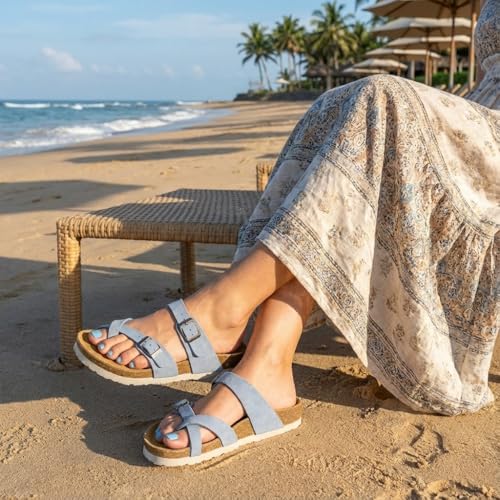 Image of CUSHIONAIRE Women's Luna Cork Footbed Sandal With +Comfort