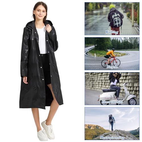 2 Pack EVA Raincoat Reusable Rain Windbreaker Hoodie Long Rain Wear Packable Pullover Rain Jackets Men Women2