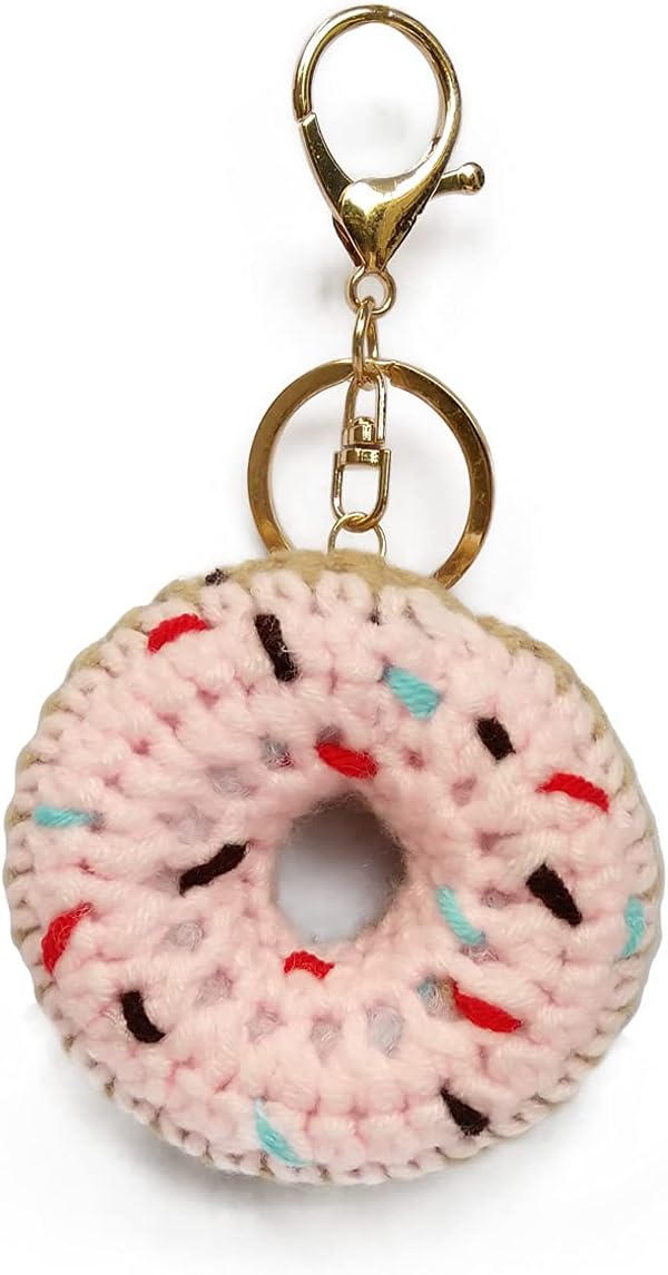 CHEZBABY Handmade Crochet Cute Bag Charm Key Chain Car Keyring Handbag Cute Purse Charm Pendant for Man and Women