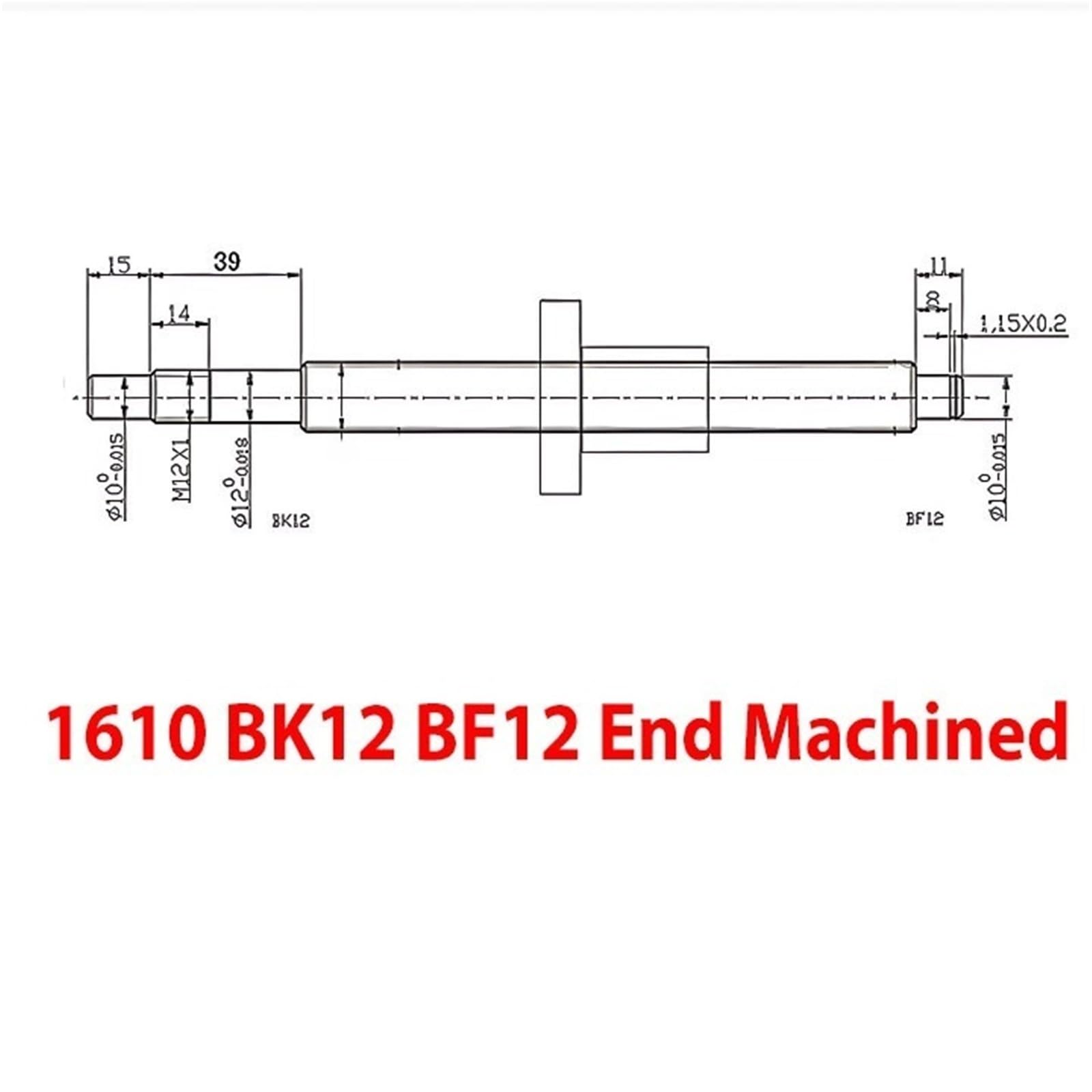 Śruba kulowa SFU1610 z nakrętką kołnierzową 1610-2 BK12 BF12, obrabiany koniec, jakość C7, gwint prawy, do platform podnoszących na scenę (550 mm)
