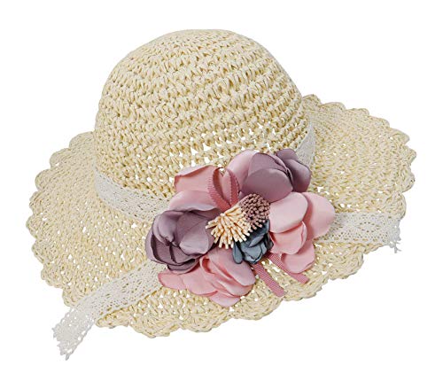 Bienvenu Girl Kids Summer Wide Brim Floppy Beach Sun Visor Hat with Flowers