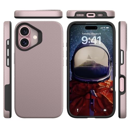 Image of NOXO Ultra-Hybrid Triangle Back Case Cover for iPhone 17, | Shockproof Design | Camera Protection | Soft TPU & Rugged PC | Bumper Case Cover for iPhone 17, (Aureate Pink)
