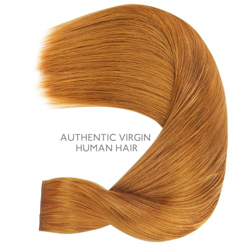 Image of WENNALIFE Wire Hair Extensions Real Human Hair 14 inch 75g Auburn Ginger Remy Wire Hair Extensions Invisible Transparent Fish Line Straight Real