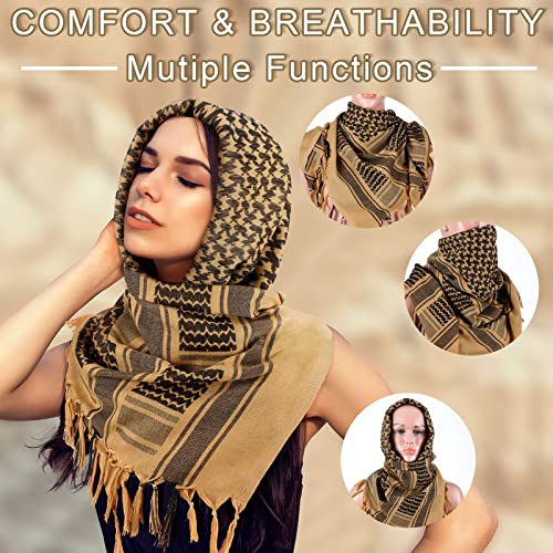 Mumufy 9 Pcs Shemagh Scarf Men Military Shemagh With Tassel Arab Cotton Shemagh Tactical Scarf Head Neck Wrap Shawl For Women Motorcycle Camping Hiking Winter, 43'' X 43'' #TOP4