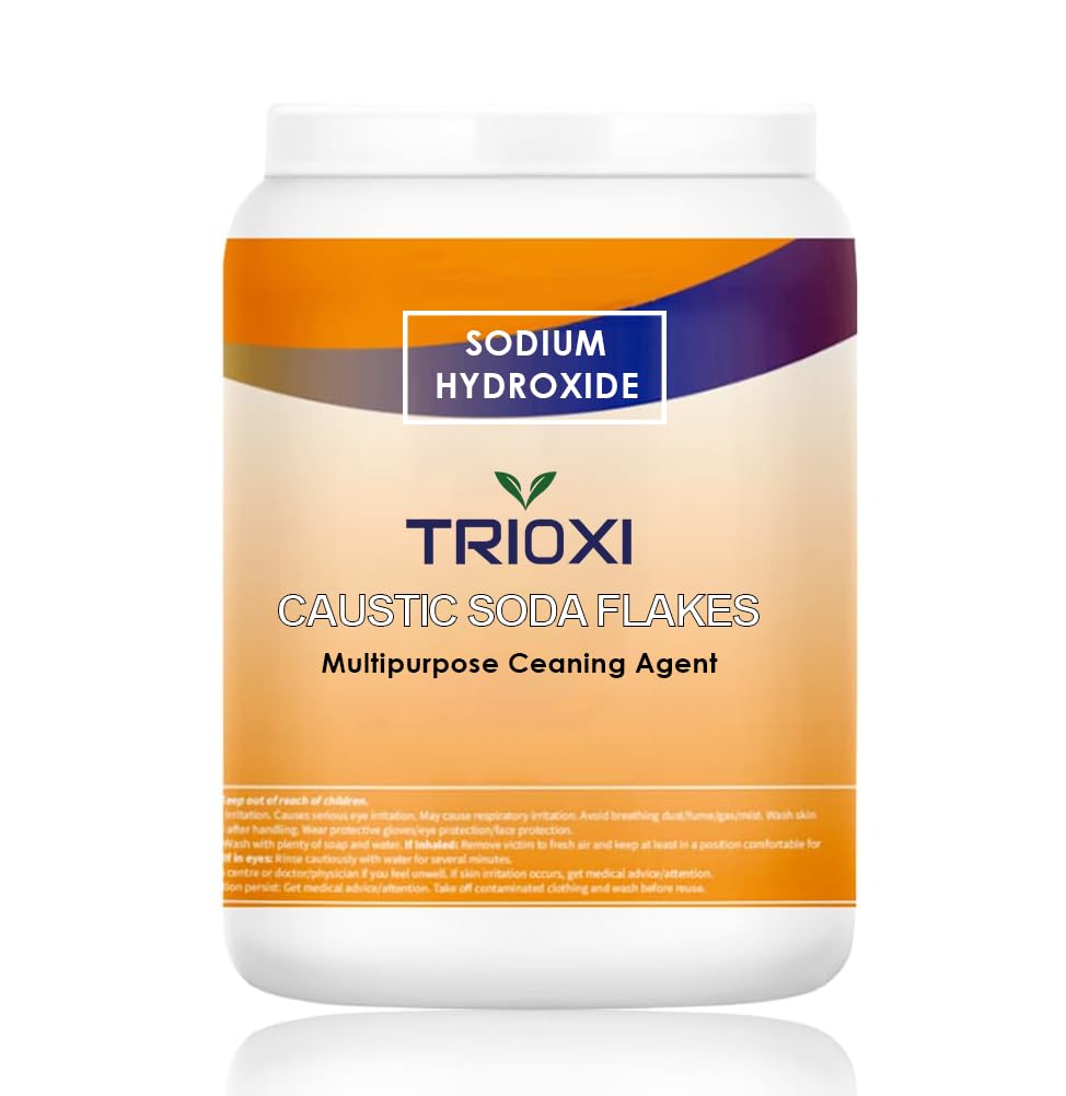 Pure Caustic Soda Flakes/Sodium Hydroxide (NaOH) Multipurpose Cleaning Agent | Soap Makeup Products Home Made Detergent Making Agent 1KG