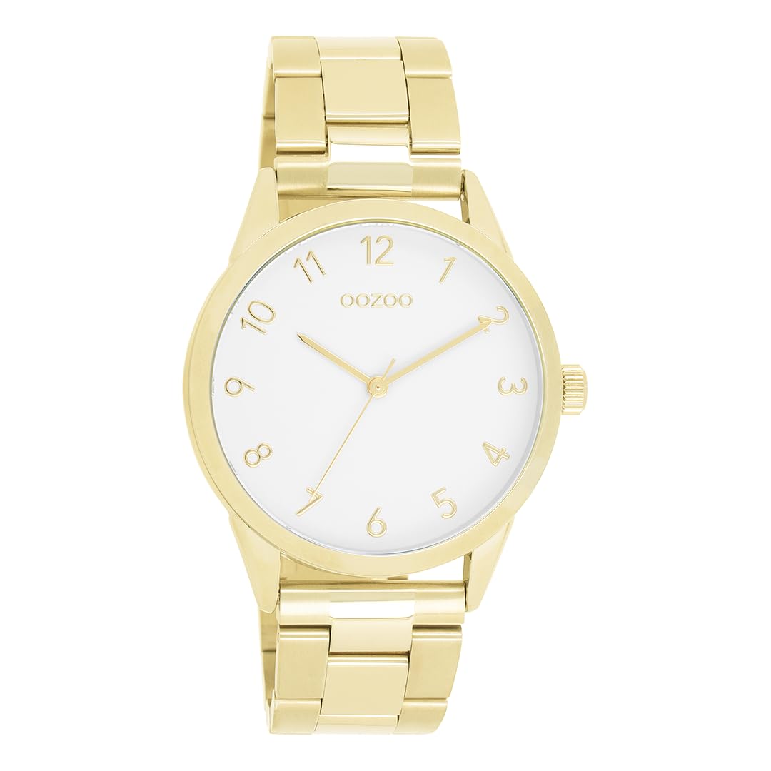 Oozoo - Orologio da donna Timepieces | Orologio da polso da donna con cinturino in rete | Orologio moderno per donne | Elegante orologio analogico da donna rotondo (cassa da 40 mm), oro/bianco