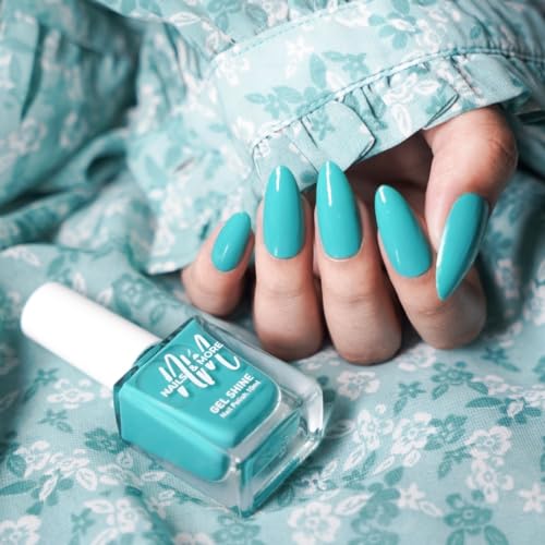 Image of Nails & More Turquoise Nail Polish, Argan Oil-Infused Gel Shine, Aqua Blue Nails, Unique & Trendy | 10ml