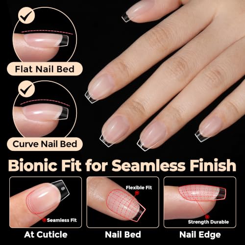 Image of UNA GELLA Short Coffin Nail Tips 450PCS Fake Acrylic Gel Nail Tips