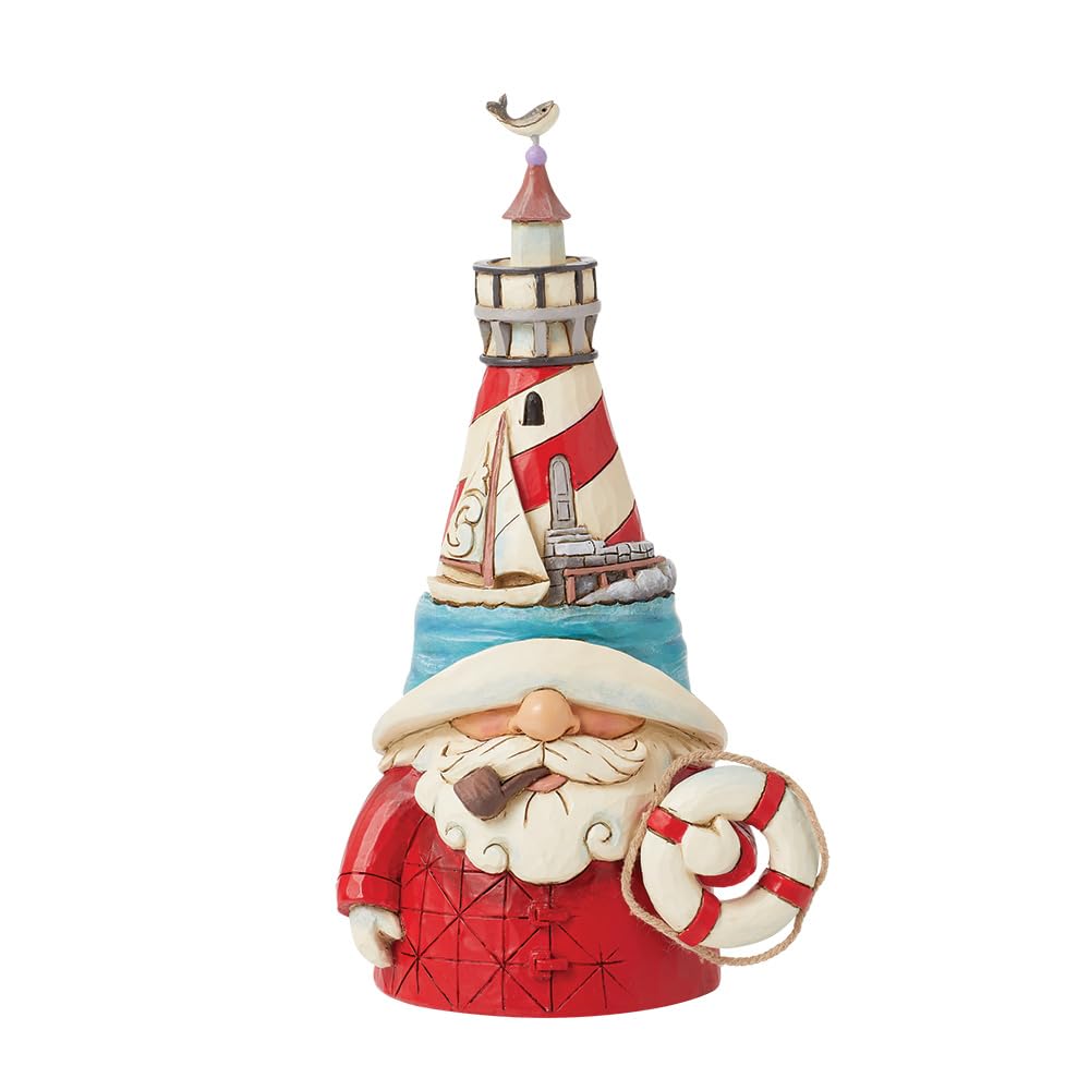 Jim Shore Heartwood Creek Coastal Gnome with Lighthouse Hat Figurine, 7 Inch, Multicolor