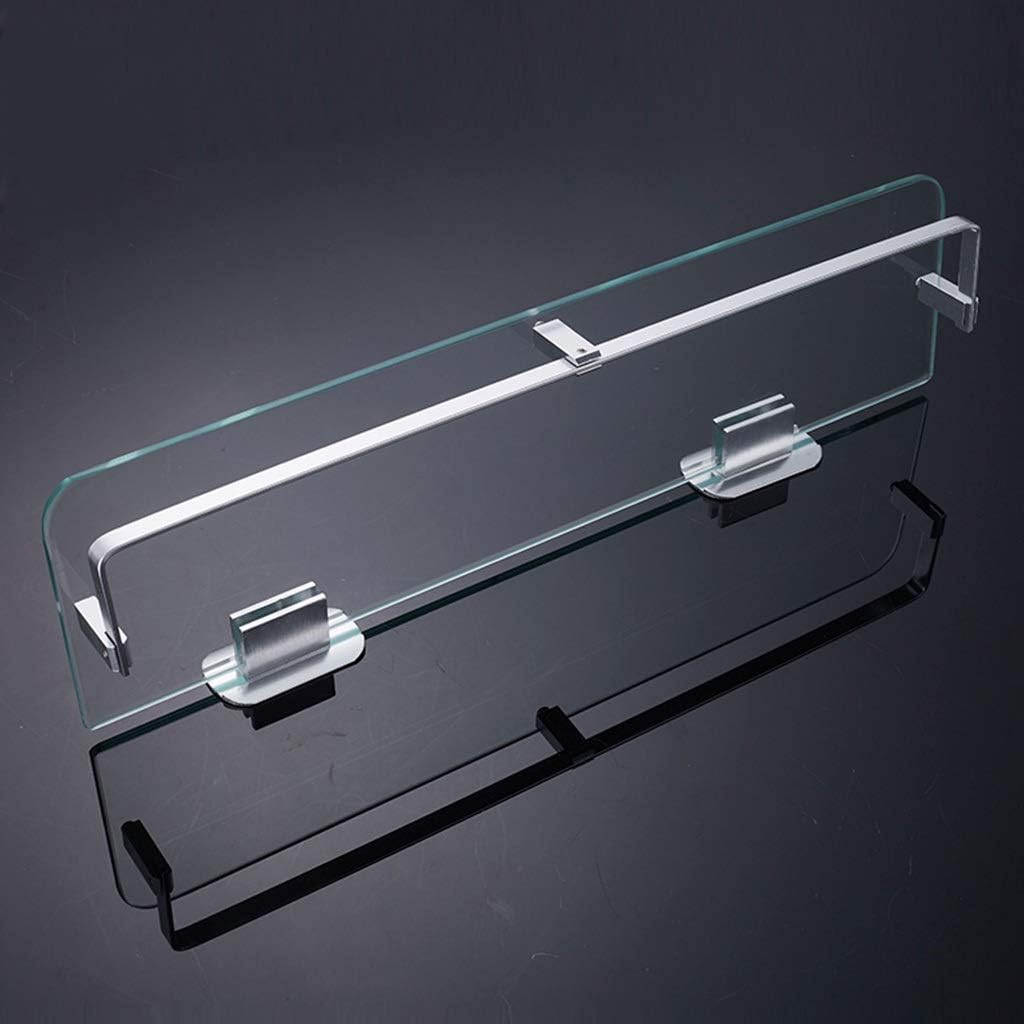 Bathroom Shelf Wall Mounted Rectangular Glass Shelves Space Aluminum 6mm Tempered Glass Multifunction (Size : 60cm) ()