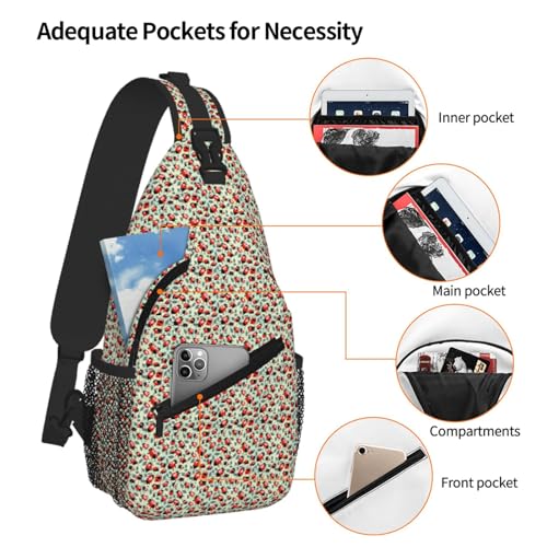 Mochila diagonal ligera de mariquitas con correa cruzada ajustable 5