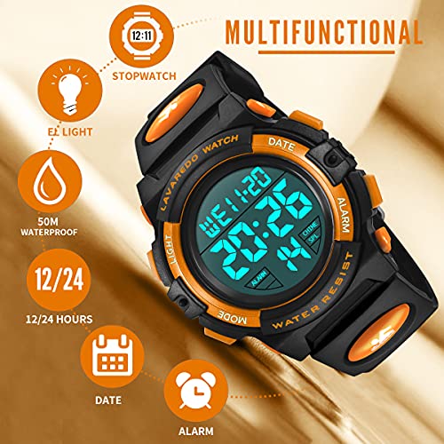 Image of Kids Watch,Boys Watch for 3-15 Year Old Boys,Digital Sport Outdoor Multifunctional Chronograph LED 50 M Waterproof Alarm Calendar Analog Watch for Children with Silicone Band,Kids Gift