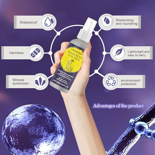 Sonnenschutz Spray für Hunde und Katzen, Feuchtigkeitsspendender Schutz für Hunde und Katzen, Schützt vor Sonnenstrahlen und Sonne, 50ml