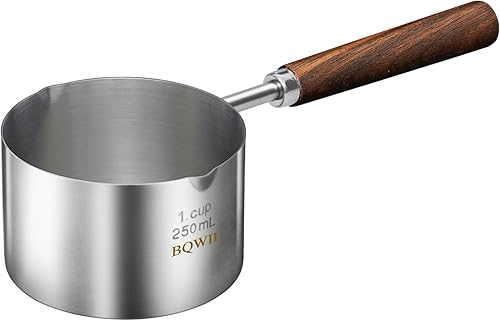 Mini olla de acero inoxidable - calentador de mantequilla, calentador de caféleche de 8.5 fl oz (8.5 fl oz), mini sartén para café, ideal para