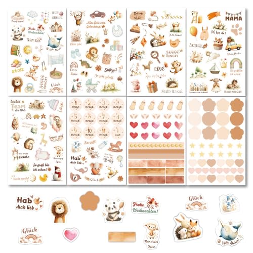 BSITSSS 16 Feuilles Stickers Scrapbooking Baby Shower, 422 Pièces Scrapbooking Autocollant pour Album Photo Bébé, Gender Reveal Stickers Aesthetic Pour Album Journal...