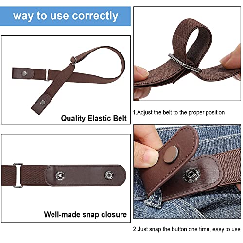 Image of Toxen Invisible Buckle-less Jeans Belt with Ring Adjustable Buckle Free Waist Belt Elastic Belt for Jeans Pants Skirts Women or Men