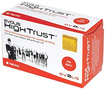 ZUYE 5PC R3011 YMCKO Color Printer Ribbon for Evolis Card Printer - 200 Prints