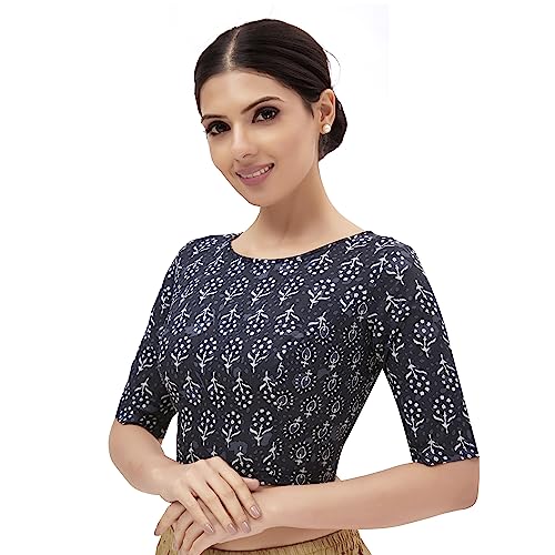 Image of Studio Shringaar Women's Cotton Floral Elbow Length Sleeves Regular Fit Blouse
