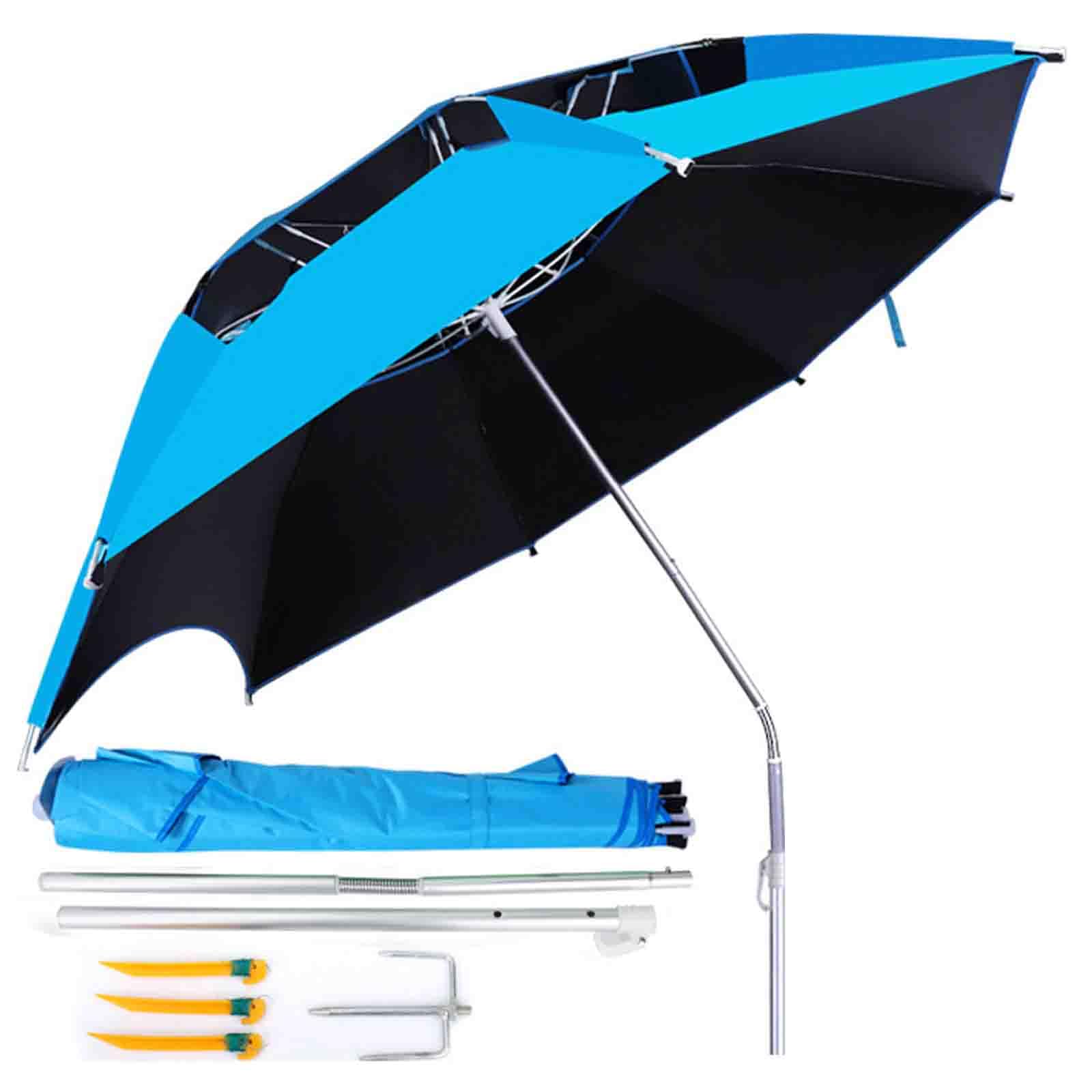 7 stóp, parasol wędkarski Parasol wędkarski potrójny przenośny uniwersalny krem do opalania przeciw burzy osłona przeciwdeszczowa wtyczka parasol wędkarski parasol (B 8 ft)