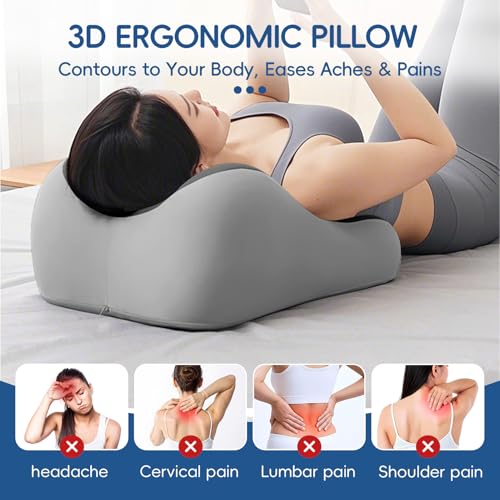 Image of Latex Comfort Pillow for Adults | Supportive Cushion for Pregnancy, Relaxation & Couples | All-Purpose Sleeping & Lounging Pillow with Washable Cover-Two-Tone Gray
